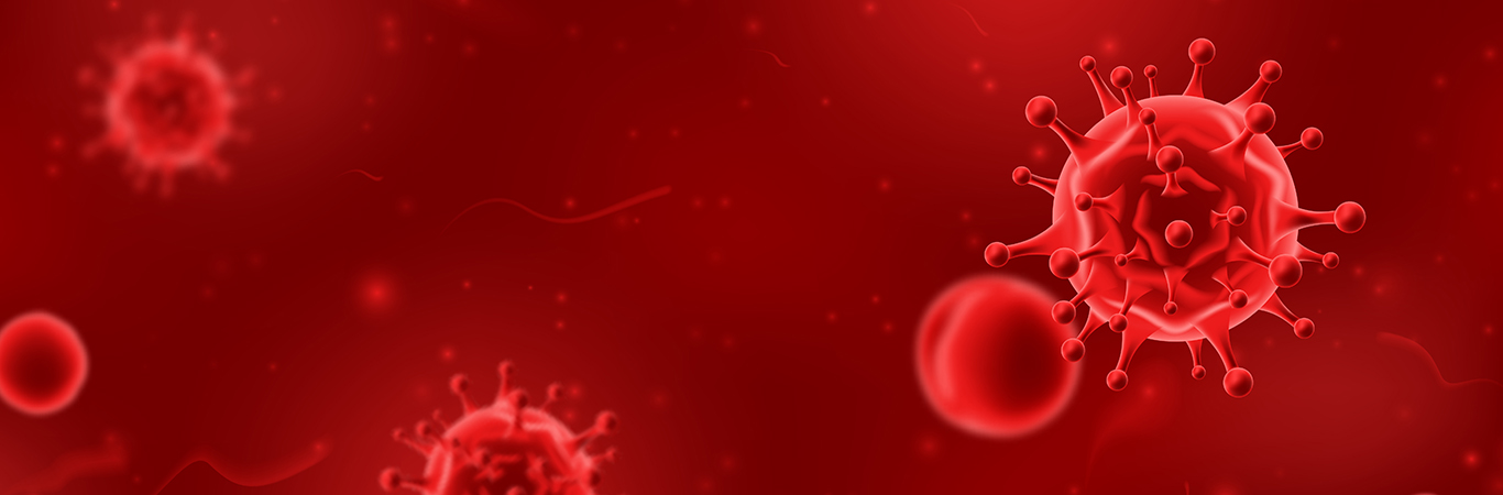 Banner concept with red viruses.